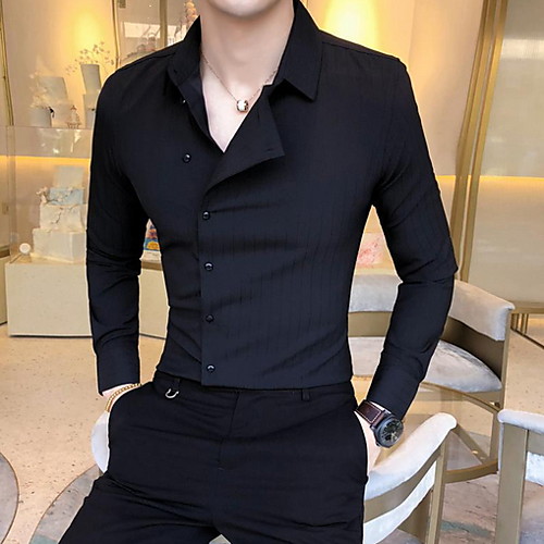 

Men's Solid Colored Shirt Daily White / Black / Long Sleeve