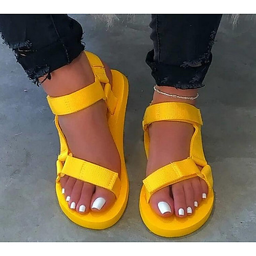 

Women's Sandals Flat Sandal Summer Flat Heel Open Toe Daily PU Black / Yellow / Red