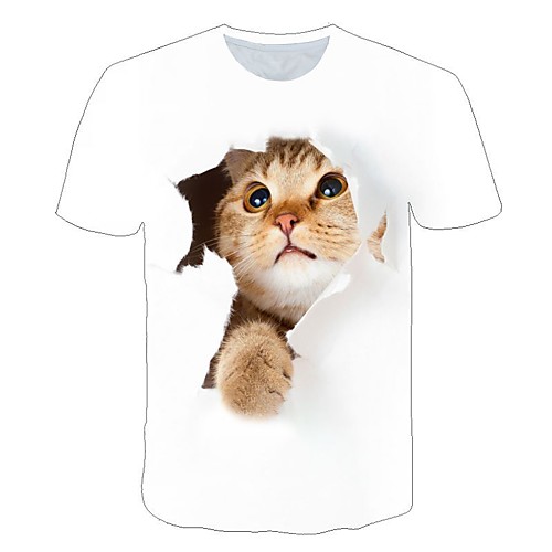 

Women's 3D Animal Print T-shirt Basic Street chic Daily Sports White