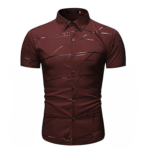 

Men's Striped Graphic Shirt Daily Black / Red / Navy Blue / Short Sleeve