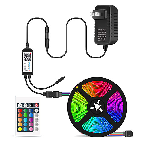 

5m APP Control Flexible LED Light Strips Light Sets RGB Tiktok Lights 300 LEDs SMD5050 10mm 1 24Keys Remote Controller 1 X 12V 5A Power Supply 1 set Multi Color Waterproof Cuttable 12 V