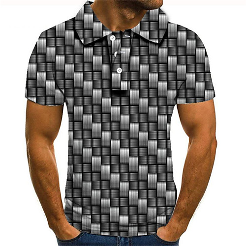 

Men's Plus Size Color Block 3D Polo Street chic Exaggerated Daily Going out Shirt Collar Rainbow / Short Sleeve