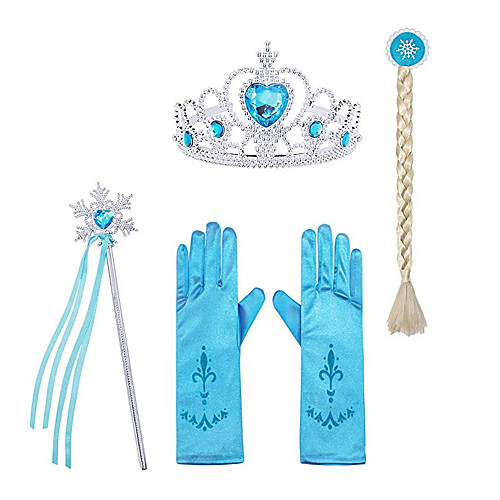 

Princess Elsa Gloves Outfits Princess Cosplay Jewelry Accessories Girls' Movie Cosplay Halloween Purple Yellow Blue Gloves Crown Wand Children's Day Masquerade Rhinestone Fabric Plastic