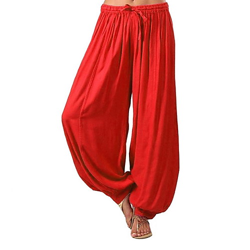 

Women's Sporty Loose Bloomers Pants Solid Colored White Black Red