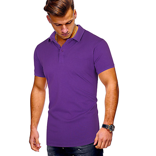 

Men's Polo Solid Colored Short Sleeve Daily Tops White Black Purple