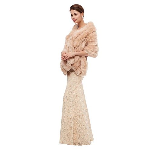 

Sleeveless Shawls Faux Fur Party / Evening Shawl & Wrap / Women's Wrap With Button