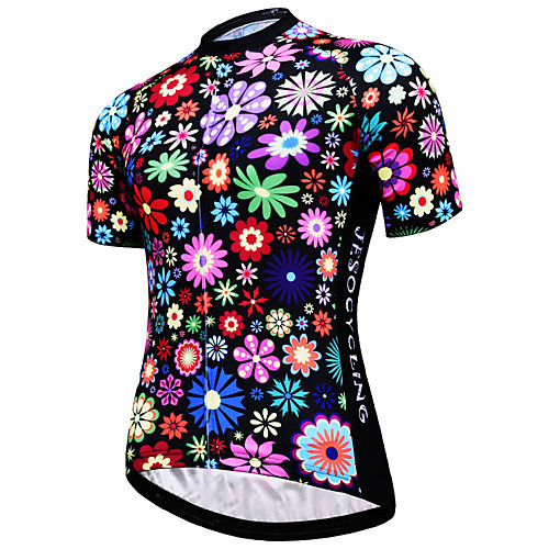 

JESOCYCLING Women's Short Sleeve Cycling Jersey Rainbow Floral Botanical Plus Size Bike Jersey Top Mountain Bike MTB Road Bike Cycling Breathable Quick Dry Ultraviolet Resistant Sports Clothing
