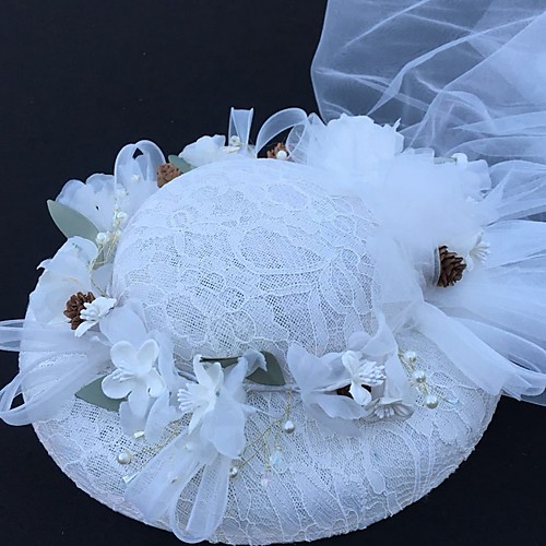 

Net Fascinators with Lace 1 Piece Wedding / Tea Party Headpiece