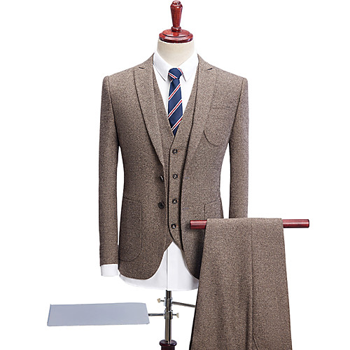 

Tuxedos Tailored Fit Slim Notch Single Breasted Two-buttons Polyester Solid Color / British / Fashion