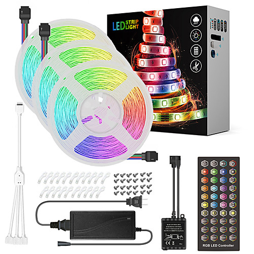 

ZDM 15M(35M) LED Light Strips RGB Tiktok Lights Music Sync Timed Remote Flexible 5050 SMD 450 LEDs IR 40 Key Controller with Installation Package 12V 6A Adapter Kit