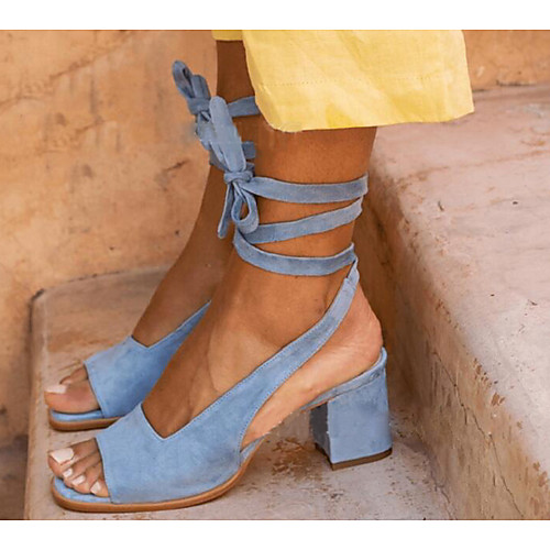 

Women's Sandals Heel Sandals Summer Chunky Heel Open Toe Daily PU Blue / Brown / Beige