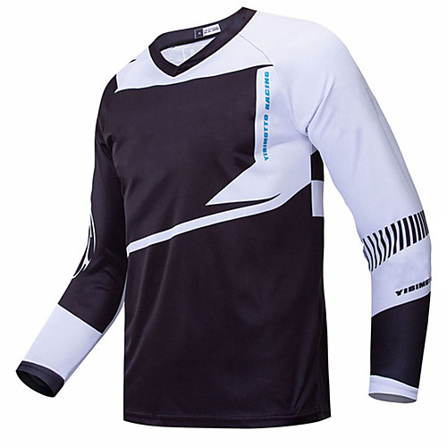 

21Grams Men's Long Sleeve Cycling Jersey Downhill Jersey Dirt Bike Jersey Spandex BlackWhite Solid Color Bike Jersey Top Mountain Bike MTB Road Bike Cycling UV Resistant Quick Dry Breathable Sports