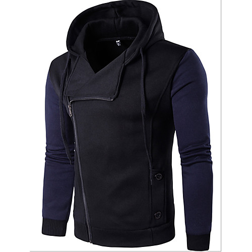 

Men's Hoodie Zip Up Hoodie Color Block Hooded Casual Hoodies Sweatshirts Black Dark Gray Navy Blue