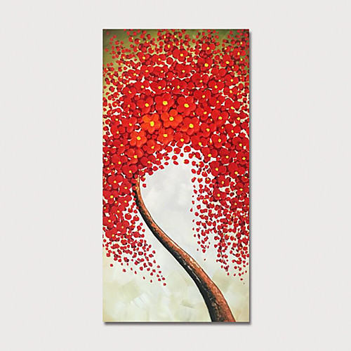 

Oil Painting Hand Painted Vertical Abstract Floral / Botanical Modern Stretched Canvas