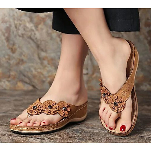 

Women's Slippers & Flip-Flops Flat Heel Open Toe PU Summer Red / Pink / Blue