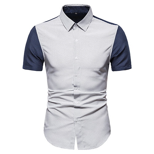 

Men's Solid Colored Shirt Basic Elegant Daily Weekend White / Navy Blue