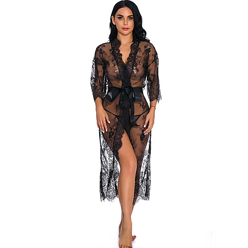 

Women's Lace / Cut Out / Mesh Suits Nightwear Solid Colored Wine Purple White S M L