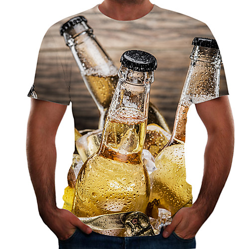 

Men's Plus Size 3D Graphic T-shirt Basic Going out Weekend Round Neck Rainbow / Short Sleeve