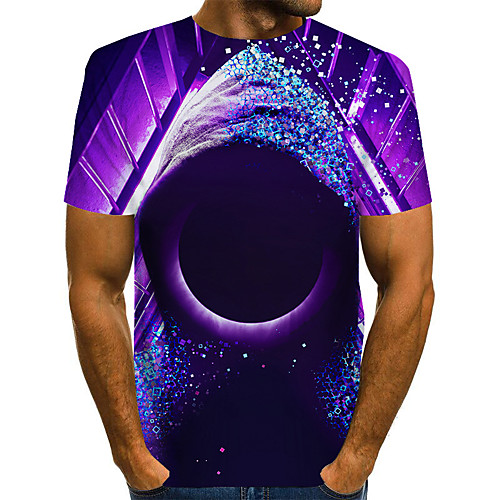 

Men's Plus Size Geometric Print T-shirt Basic Street chic Daily Going out Round Neck Purple / Short Sleeve