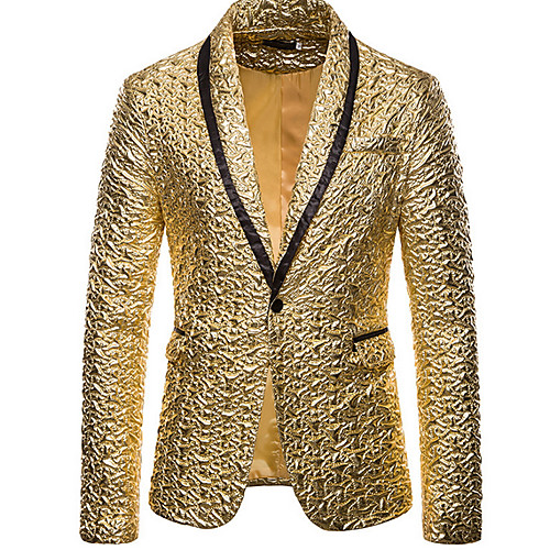 

Black / Red / Gold Regular Fit Polyester Men's Suit - Notch lapel collar