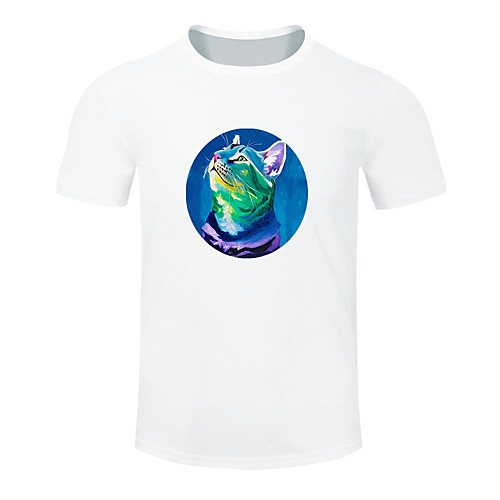 

Men's Short Sleeve Running Shirt Tee Tshirt Top Summer Cotton Moisture Wicking Quick Dry Breathable Gym Workout Running Active Training Jogging Sportswear Cat Plus Size White Black Yellow Light