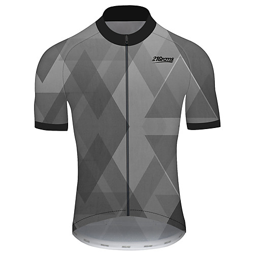 

21Grams Men's Short Sleeve Cycling Jersey Spandex Dark Grey Plaid Checkered Solid Color Bike Jersey Top Mountain Bike MTB Road Bike Cycling UV Resistant Breathable Quick Dry Sports Clothing Apparel
