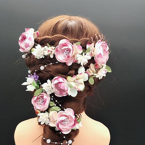 

Plain Twill Headdress with Flower 1 Piece Wedding Headpiece