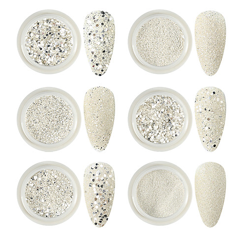 

6 pcs Matte / Jewel Covered Cases Acrylic Glitter Powder Sequins For Finger Nail Jewelry Series Diamond nail art Manicure Pedicure Daily Elegant / Fashion