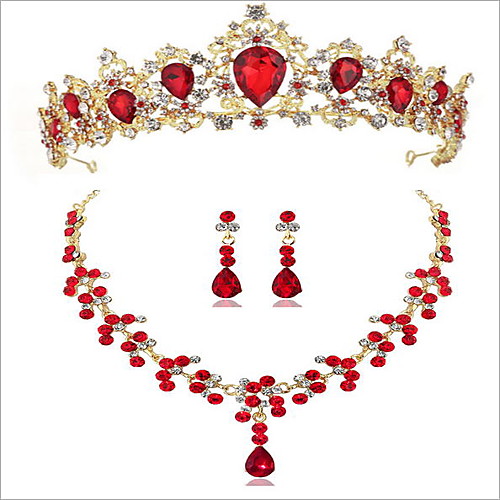 

Women's Bridal Jewelry Sets Hollow Out Heart Baroque Earrings Jewelry Red / Green / Blue For Wedding Party 1 set