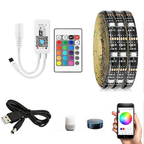 

2m 3m 5m WiFi Intelligent Soft Strip Light Bar App Remote Control TV Backlight Bar 5050 SMD LED with 24 Key IR Controller and USB to DC Conversion Line