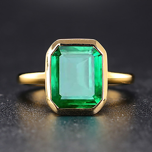 

2 carat Synthetic Emerald Ring Alloy For Women's Emerald cut Antique Luxury Bridal Wedding Party Evening Formal High Quality Pave