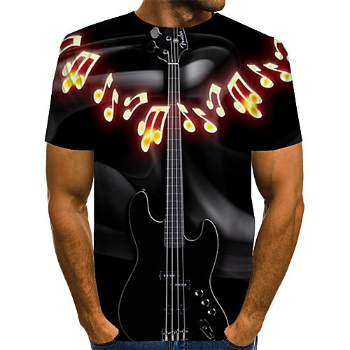 

Men's Plus Size Color Block 3D Print T-shirt Street chic Exaggerated Daily Holiday Round Neck Black / Short Sleeve