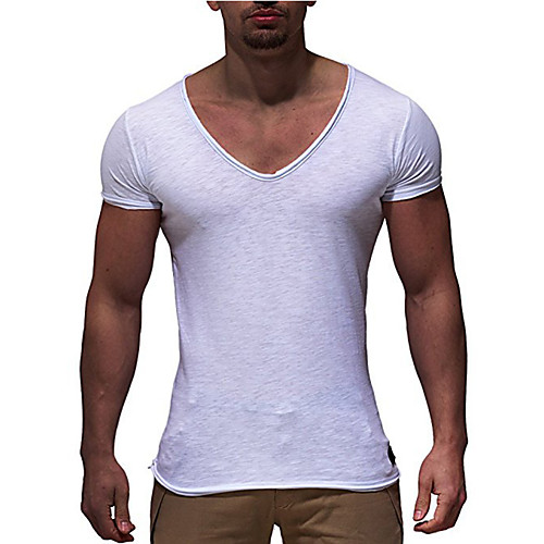 

Men's Solid Colored Slim T-shirt Basic Daily Round Neck White / Black / Blue / Red / Navy Blue / Gray / Short Sleeve