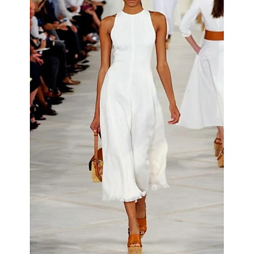 

Women's White Blue Yellow Jumpsuit Solid Colored