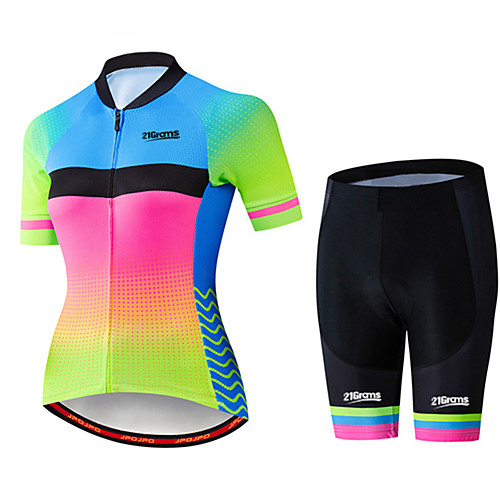 

21Grams Women's Short Sleeve Cycling Jersey with Shorts Spandex Polyester Black / Green Polka Dot Gradient Bike Clothing Suit Breathable 3D Pad Quick Dry Ultraviolet Resistant Sweat-wicking Sports