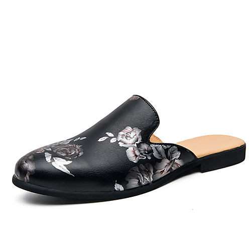 

Men's PU Summer Clogs & Mules Walking Shoes Breathable Black