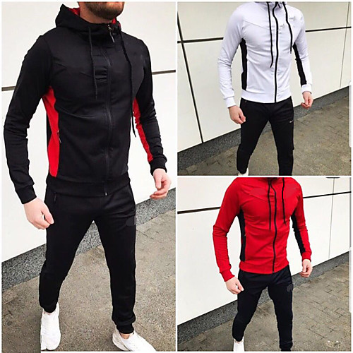 

Men's 2-Piece Tracksuit Sweatsuit Streetwear 2pcs Winter Running Fitness Jogging Breathable Quick Dry Soft Sportswear Athletic Clothing Set Long Sleeve Activewear Micro-elastic Regular Fit