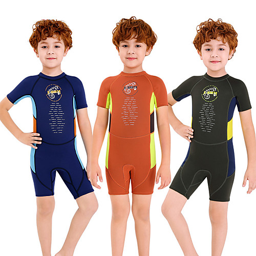 

Dive&Sail Boys' Girls' Shorty Wetsuit 2.5mm SCR Neoprene Diving Suit Windproof Anatomic Design Short Sleeve Back Zip Patchwork Autumn / Fall Spring Summer / High Elasticity / Kids