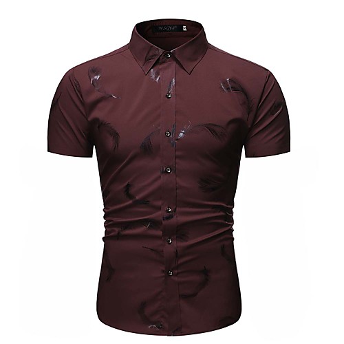 

Men's Geometric Graphic Shirt Daily Black / Red / Navy Blue / Short Sleeve