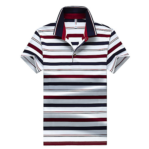 

Men's Striped Polo Basic Daily Red / Yellow / Green / Gray / Short Sleeve