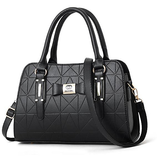 

Women's PU Tote / Top Handle Bag Retro Solid Color Earth Yellow / Wine / Black