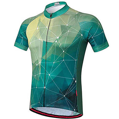 

21Grams Men's Short Sleeve Cycling Jersey Green Bike Jersey Top Mountain Bike MTB Road Bike Cycling UV Resistant Breathable Quick Dry Sports Clothing Apparel / Stretchy