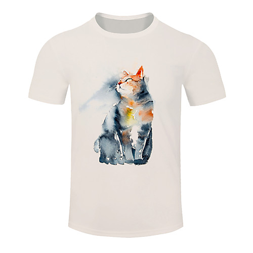 

Men's Short Sleeve Running Shirt Tee Tshirt Top Cotton Breathable Quick Dry Moisture Wicking Gym Workout Running Active Training Jogging Sportswear Cat Plus Size Pink Beige Light Blue Activewear