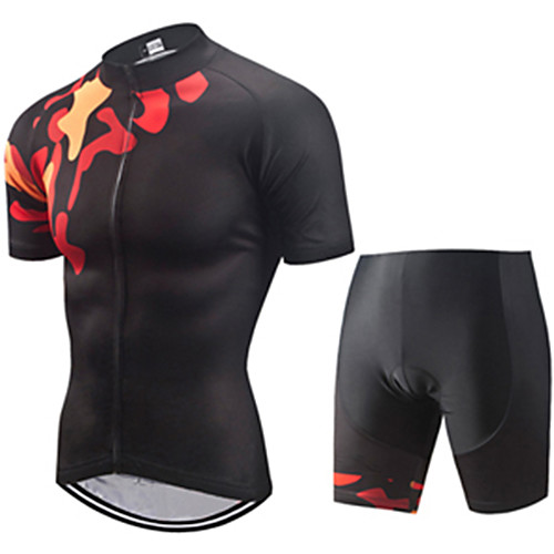 

21Grams Men's Short Sleeve Cycling Jersey with Shorts Black Geometic Bike Clothing Suit UV Resistant Breathable 3D Pad Quick Dry Sweat-wicking Sports Solid Color Mountain Bike MTB Road Bike Cycling