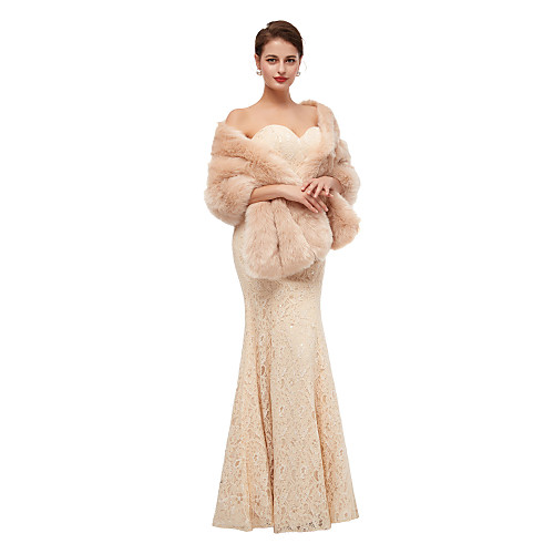 

Sleeveless Shawls Faux Fur Party / Evening Shawl & Wrap / Women's Wrap With Button