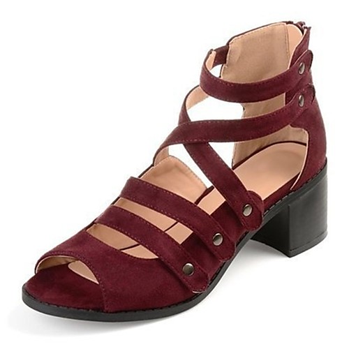 

Women's Sandals Block Heel Open Toe PU Summer Burgundy / Blue / Brown