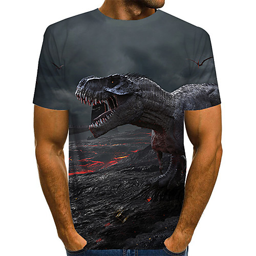 

Men's T shirt Color Block Abstract 3D Plus Size Print Short Sleeve Daily Tops Streetwear Exaggerated Gray
