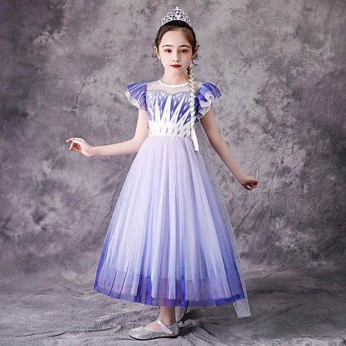 

Princess Elsa Dress Flower Girl Dress Girls' Movie Cosplay A-Line Slip Vacation Dress Purple Dress Children's Day Masquerade Tulle Sequin Cotton