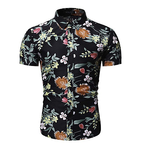 

Men's Floral Graphic Shirt Tropical Daily Rainbow / Short Sleeve