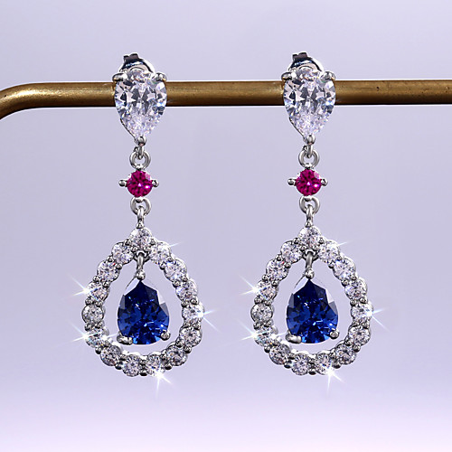 

Women's Stud Earrings Hoop Earrings Pear Cut Luxury Classic Earrings Jewelry Blue For Party Evening Gift Formal Date 1 Pair